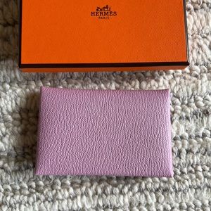 🦄NIB Hermes Calvi Card Holder Mauve Sylvestre